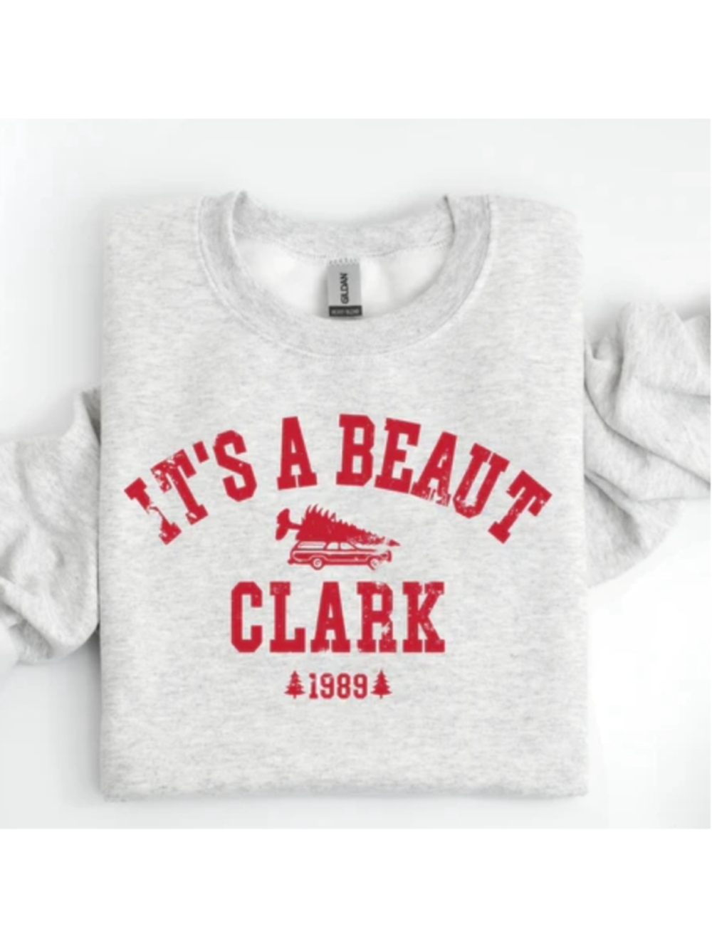 Gildan Gray and Red Graphic Sweatshirt